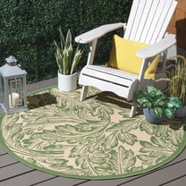 Safavieh Courtyard Connie Floral Indoor/Outdoor Area Rug, Natural/Olive, 5'3" x 5'3" Round