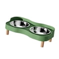 thumbnail image 3 of Comedero elevado para gatos con 2 cuencos de acero inoxidable, suministros para mascotas, resistente a salpicaduras, juego de comedero y bebedero para Verde, 3 of 9