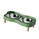 thumbnail image 3 of Comedero elevado para gatos con 2 cuencos de acero inoxidable, fácil de limpiar, juego de comedero y bebedero elevado, resistente a salpicaduras para Verde, 3 of 8