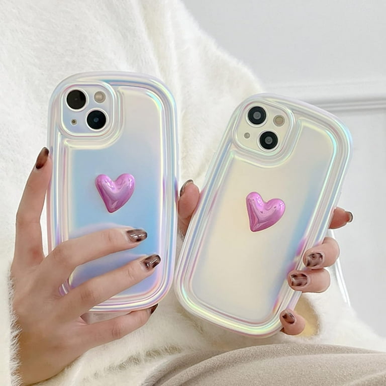 Holographic Heart Phone Case Compatible with iPhone 14, Arc