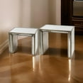 thumbnail image 6 of HomeStock Coastal Cool 27.3 x 16.2 x 24 Inch Silver Nesting Side Table Set of 2 with Mirrored Wood Frame and Elegant Glass Inserts for Living Spaces, 6 of 6