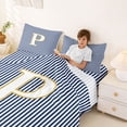 thumbnail image 3 of Erosebridal Fashion Letter P Queen Sheet Sets for Kid, Blue Cartoon Line Bed Set, 4pcs, 3 of 5