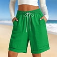 thumbnail image 2 of Weikingp Bermuda Shorts For Women，Knee Length Shorts Women Womens Pull On Shorts Womens Bermuda Shorts High Waisted Shorts Women Walking Athletic Shorts Green S, 2 of 7
