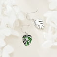 thumbnail image 5 of Tropical Monstera Dangle Drop Earrings Bohemian Enamel Green Leaf Earrings for Women Sterling Silver Boho Vaction Jewelry, 5 of 6