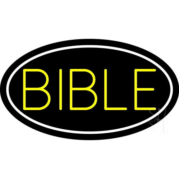 Yellow Bible LED Neon Sign 13 x 24 - inches Black Square Cut Acrylic Backing, with Dimmer - Premium built indoor Sign for Home décor, Event, Religious place, Store interior, Office.