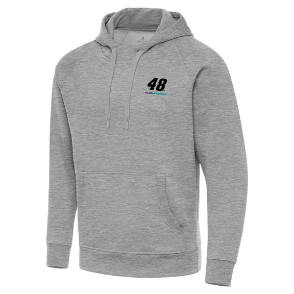 Men's Antigua Heather Gray Alex Bowman Victory Pullover Hoodie