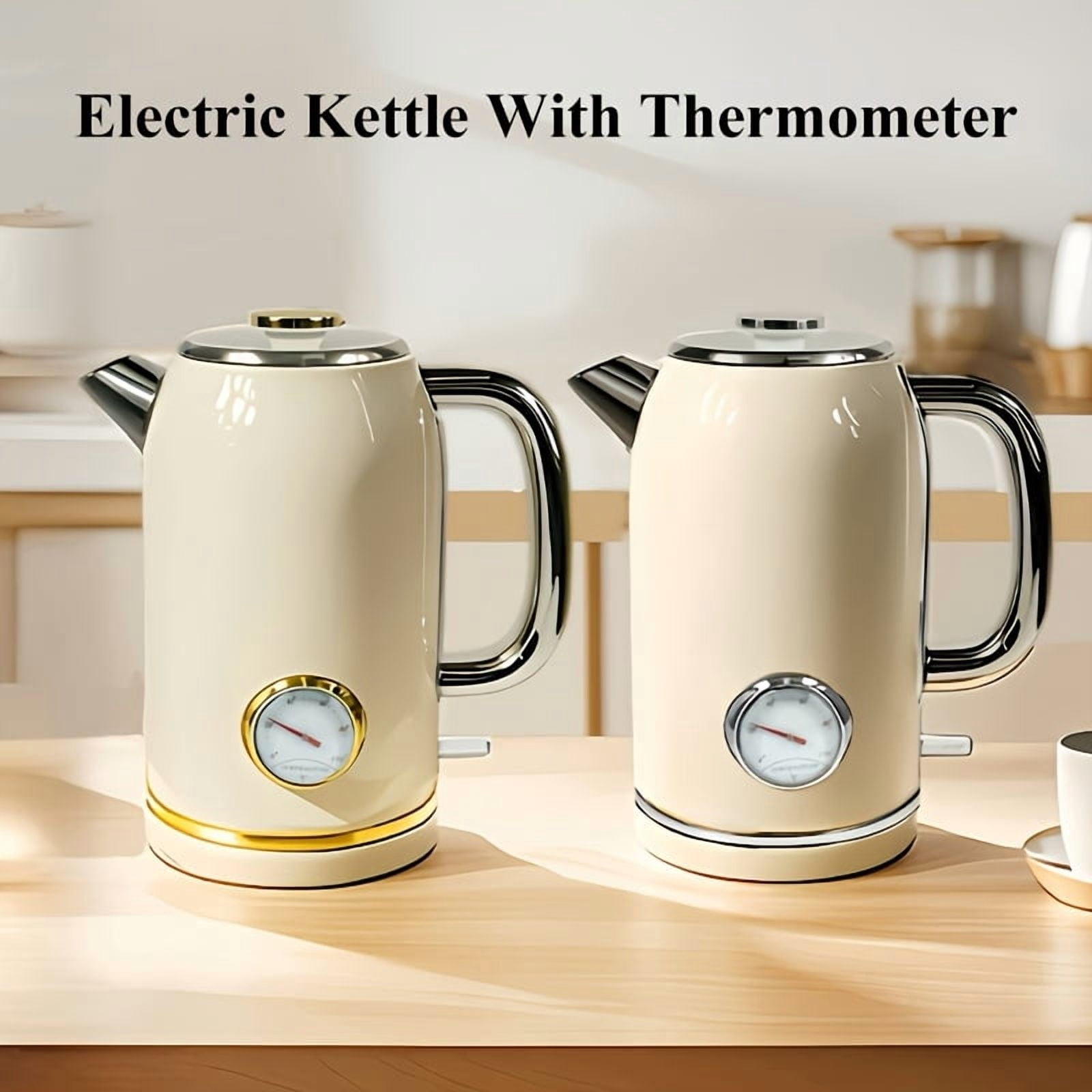 Stainless Steel Electric Water Kettle, 2.0L Hot Water Boiler with Thermometer, LED Indicator, Auto Shut-Off & Boil Dry Protection