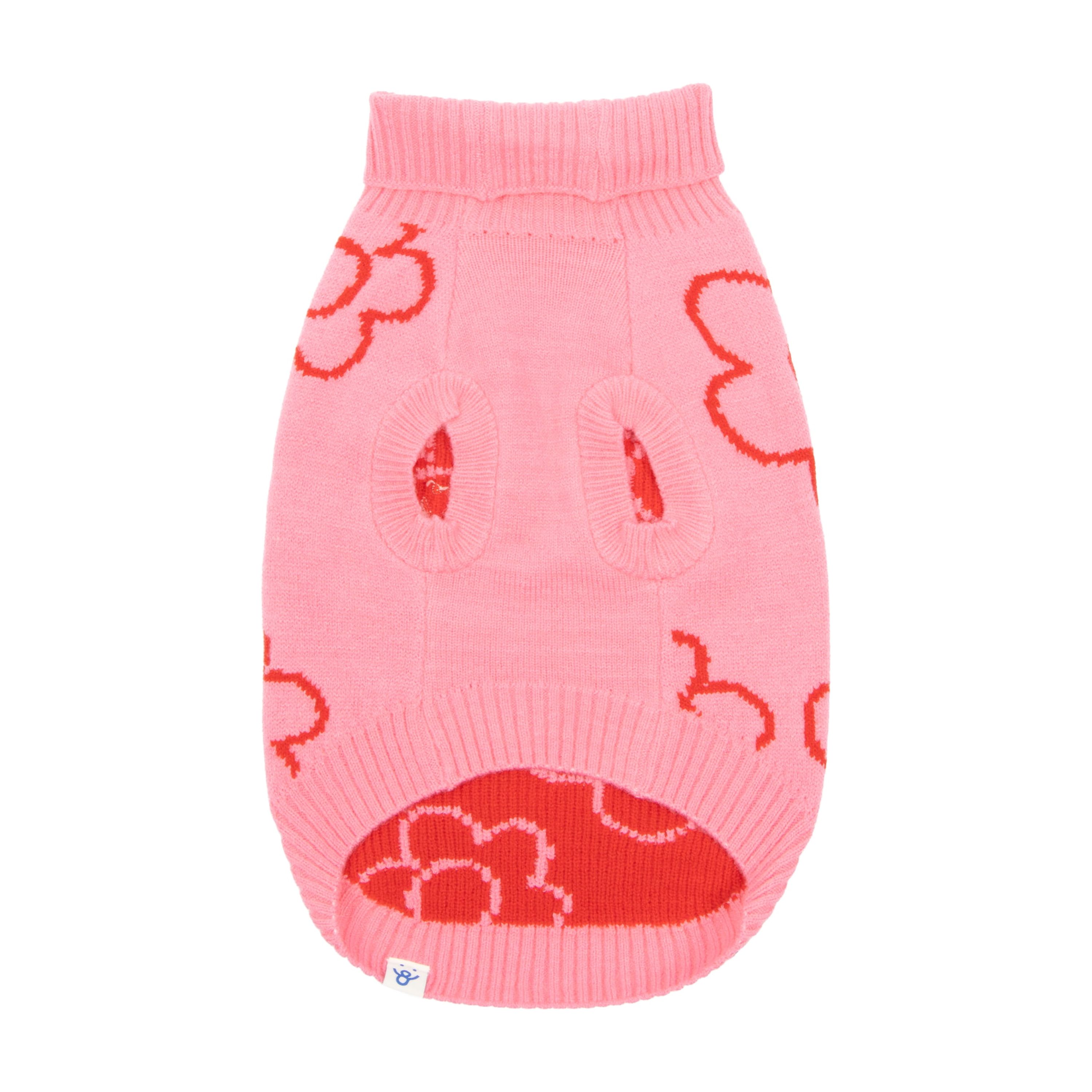 Oodles Smiling Daisies Fall Turtleneck Dog Sweater, Pink photo 2