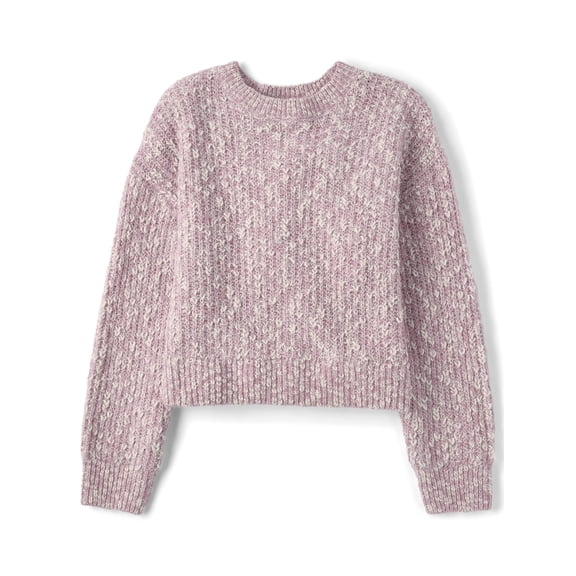 The Children's Place Girls Long Sleeve Marled Shaker Stitch Cable Knit Sweater, Sizes XS-XXL