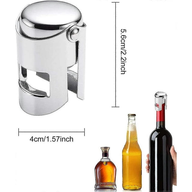 Pack Sparkling Wine Bottle Stopper Stopper Wine Stopper For Wine Collection Wine Champagne Beer Saver Sealer (silver)