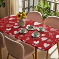 thumbnail image 3 of Valentines Table Cloths for 6 Foot Rectangle Tables, Romantic Red Love Heart Patio Waterproof Elastic Fitted Tablecloths, Washable Rectangular Table Cover for Camping, 3 of 8