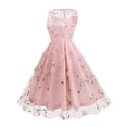 thumbnail image 2 of Juesizh Vintage Dresses for Women Embroidery Sleeveeless Big Puffy Midi Dress Fashion Cute Floral Printed Patchwork Designed Tea Party Dress, S-2XL, 2 of 4