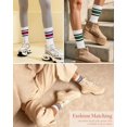 thumbnail image 2 of CoCoMangos Striped Crew Socks for Women, Cotton Retro Novelty Tube Socks Athletic Casual Fun Sock 4 Pairs, Size 5-10, 2 of 7