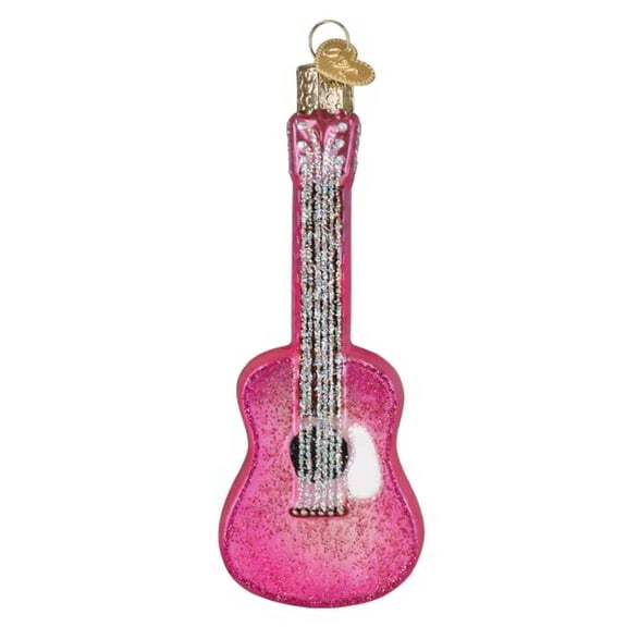 Old World Christmas Blown Glass Ornament for Christmas Tree, Glittered Glam Guitar