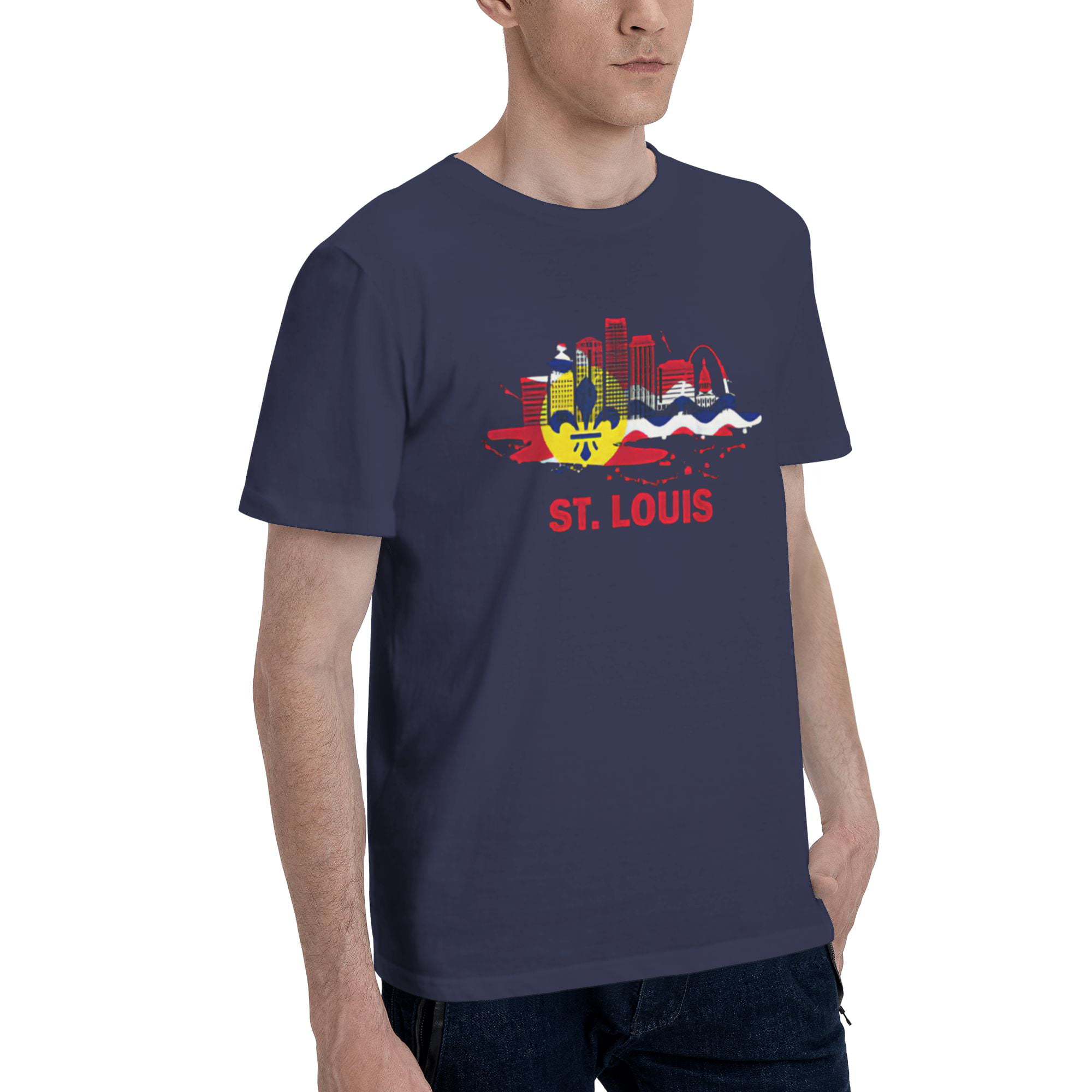 St. Louis City Skyline On St. Louis Fleur De Lis Flag Tie-Dye T