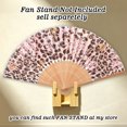 thumbnail image 6 of 1pc Hand Fan Flower Leopard Foldable 23cm 9inch Bamboo Rid  Fan with Slender Cotton Pouch, 6 of 8