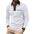 thumbnail image 3 of Lumtrix Men's Polo Shirts 1/2 Zip Long Sleeve Classic T-Shirts Casual Golf Shirts Stylish Collared Tee White 3XL, 3 of 10