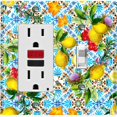 thumbnail image 1 of Metal Light Switch Plate Cover Colorful Floral Fruit Tile Pattern TIL011, 1 of 13