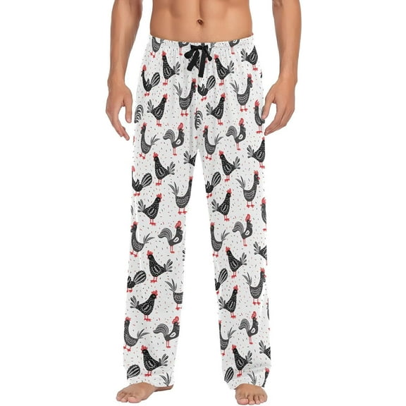 GZHJMY Pajama Pants for Men - Cartoon Chicken, Loose Lightweight PJs Lounge Sleep Bottoms with Pockets Drawstring, Christmas New Year Birthday Gifts, X-Large