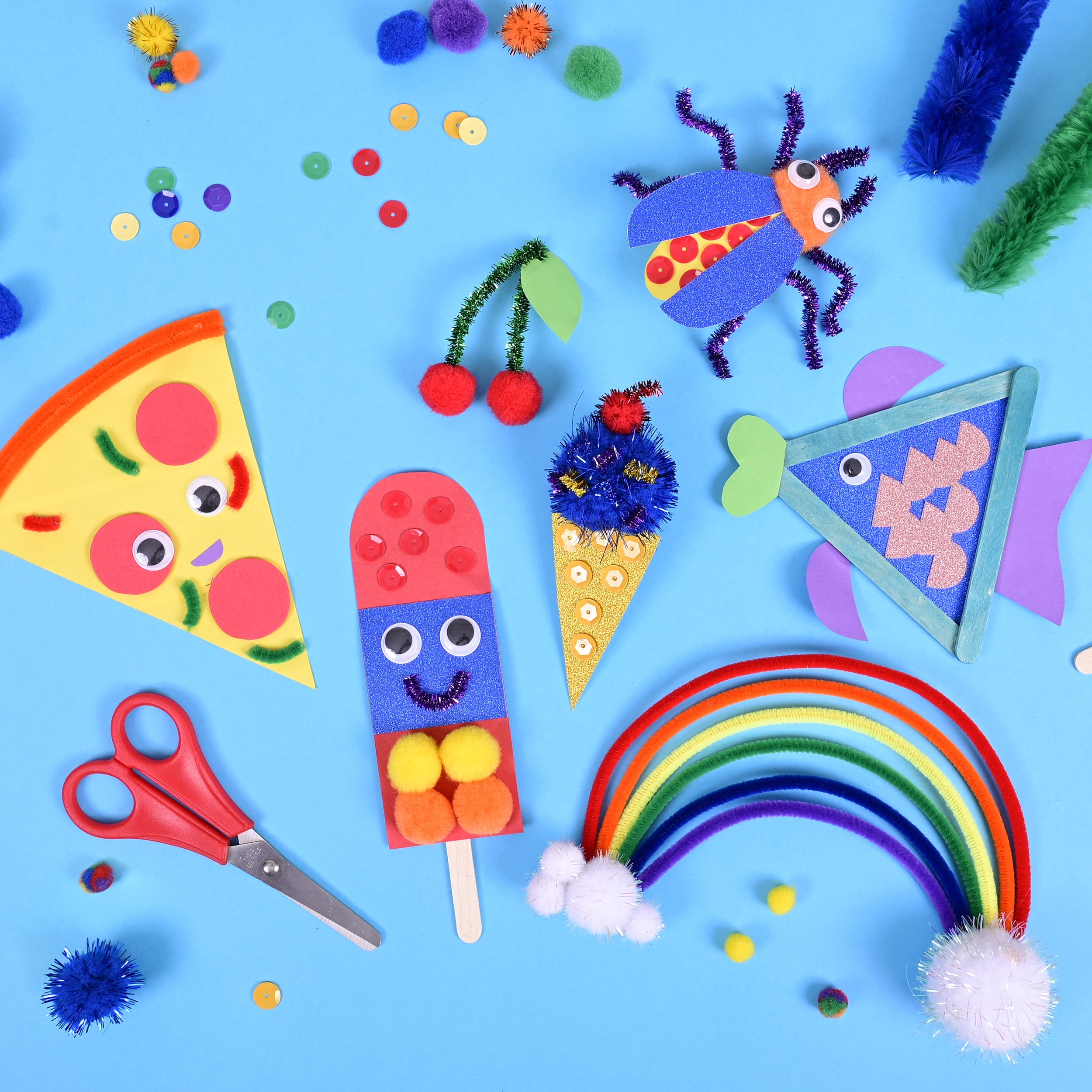 Hello Hobby Craft Supply Library, 700+ Piece All-in-One Kids Craft Kit with Pipe Cleaners, Wiggle Eyes, Craft Sticks, and more