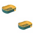 thumbnail image 1 of Monstrate Caja de jabonera montada en la pared Perforación libre Soporte de bandeja de drenaje de 2 capas Estante de almacenamiento para inodoro de baño Amarillo 2piezas Monstrate CBP139370, 1 of 1