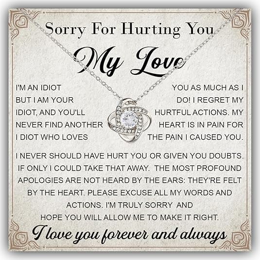 Forgive Me Gifts For Her, Im Sorry Neckace Gift with Message Card and Gift Box, Apology Necklace For Her Women, I'm Sorry Necklace For Her, I'm Sorry For Hurting You Neckace