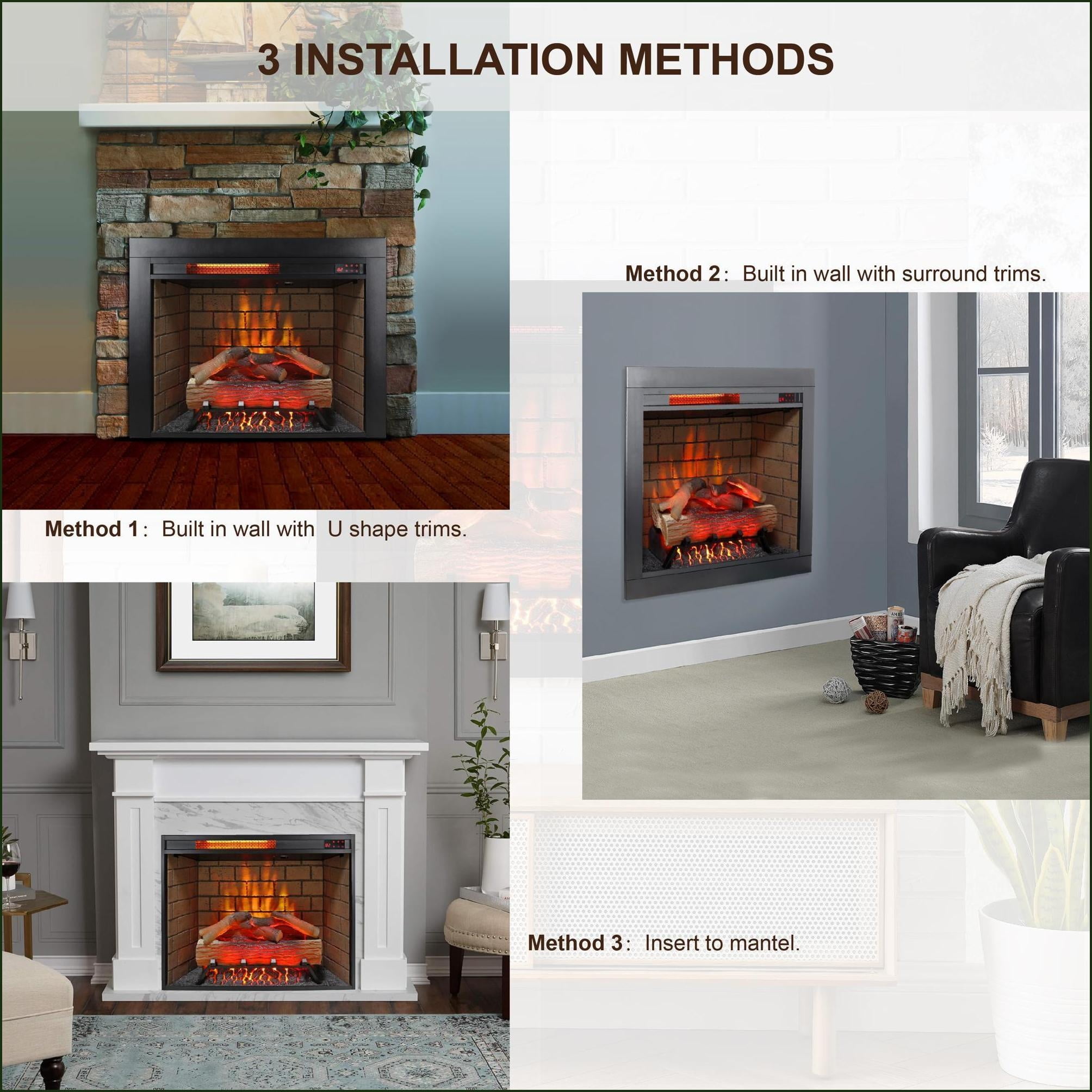 Electric Fireplace Insert, 28 Inch Western Modern with 3D Flame, Fire Crackling Sound & Touch Panel | Vent Free | Electric