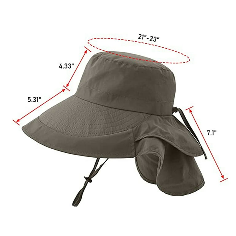 Mens Outdoor Sun Hat with Face Neck Flap UV Protection Wide Brim Fishing Hats Green in Army | One Size