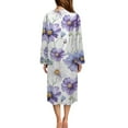 thumbnail image 2 of Xoenoiee Purple Daisy Flower Print Women's Long House Dress Zipper Loungewear Long Sleeve Zip Up Robes Full Length Sleepwear Nightgown with Pockets, Size L, 2 of 7