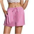 thumbnail image 2 of Pafei Tyugd Satin Pajama Shorts Women with Pockets Soft Stretch Drawstring Waisted Summer Sleep Bottoms Casual Striped Lounge Shorts Hot Pink M, 2 of 6