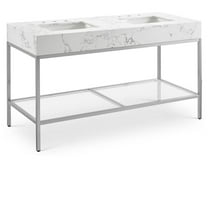 Meridian Furniture Marmo White Engineered Stone Bathroom Vanity