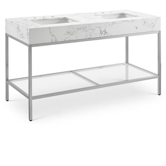 Meridian Furniture Marmo White Engineered Stone Bathroom Vanity