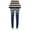 Dark Blue, variant on WXLWZYWL Women's Casual Pants for Fall Sports Striped Yoga Pants Classic Slim High Waist Running Legging Trousers