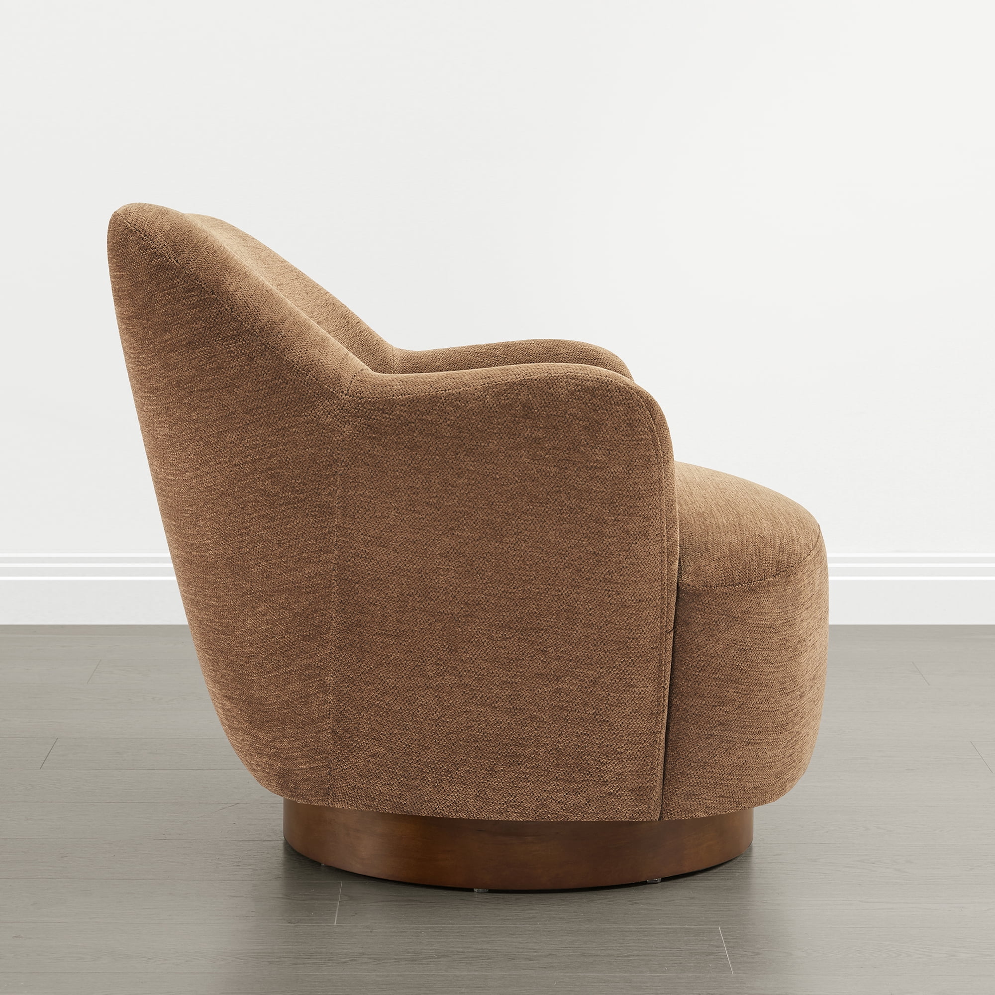 Spruce & Spring Swivel Accent Chair, Upholstered Barrel Armchair for Living Room Bedroom Reading Nook, Terracotta
