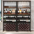 thumbnail image 2 of DEXTRUS 71" Tall Wine Rack with LED Light, 5-Tier Wine Cabinet with 42-Bottles & Glass Holder Liquor Cabinet for Home Kitchen, Brown, 2 of 9