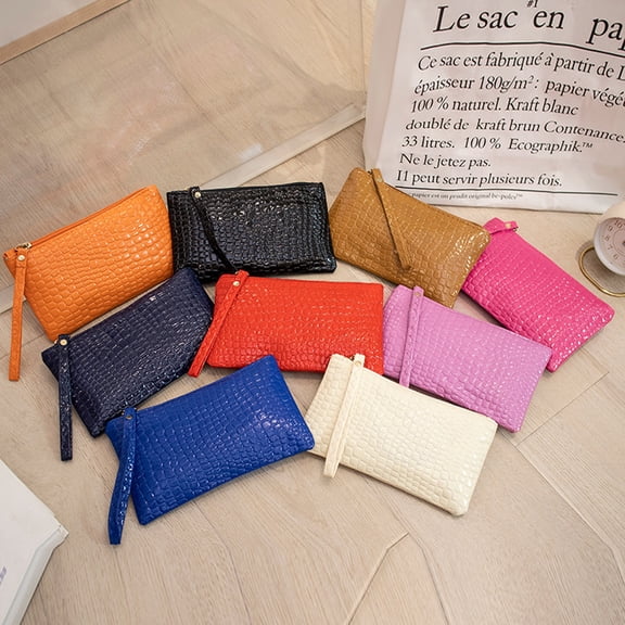 Fashion Women Underarm Clutch Purse Phone Envelope Bag Elegant Leather Solid Color Wallet