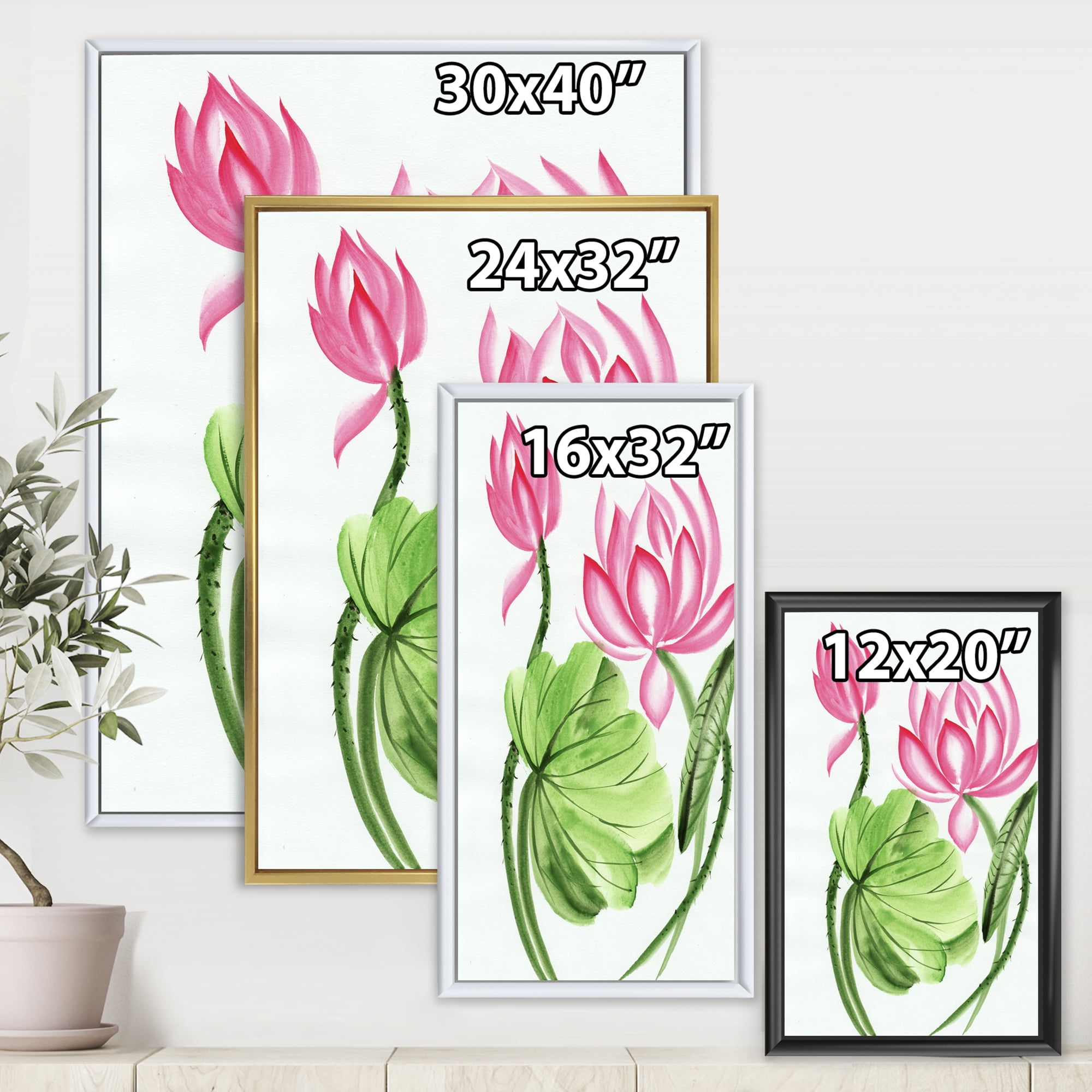 Designart 'The Dragonfly and Lotus II' Traditional Framed Canvas Wall Art Print