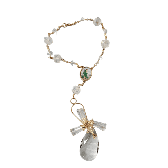 12pc Crystal Saint Jude Rosary Perfect for First Communions , Baptism , Wedding Shower /Religious Gift