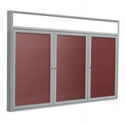 Ghent 48"x72" 3-Door Silver Aluminum Headliner Fabric Letterboard Red