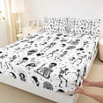 thumbnail image 4 of Castle Fairy Gothic Spooky Skeleton Bed Sheets 4-Piece,Sugar Skull Stars Pattern Full Size Sheets,White Offwhite,1 Fitted Sheet,1 Flat Sheet and 2 Pillowcases, 4 of 6