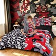 thumbnail image 3 of Manfei Retro Cheetah Camo Twin Bedding, Countryside Animal Print Bedding Comforter Set, Gray Crimson, Black Reversible, 7 Pieces, 3 of 6