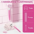 thumbnail image 4 of Rasoirs pour Femmes avec Support de Douche, 5 Lames de Qualité Supérieure Rasoirs pour Femmes pour le Rasage Incluant 1 Manche Antidérapant et 7 Recharges de Lames avec Lubrification à 360° Réduit l'Irritation, Rose, 4 of 7
