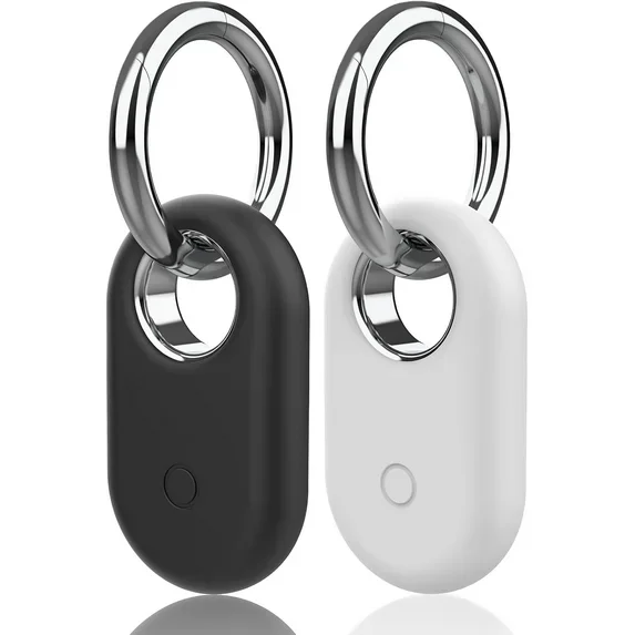 2-Pack Galaxy SmartTag2 Silicone Protective Case with Key Ring for Samsung Galaxy SmartTag2 - Ideal for Keys,Wallet,Luggage & Pets(Black/White)