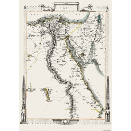 Historic Map - Egypt Arabia Petraea - Tallis 1851 - Vintage Wall Art
