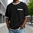 thumbnail image 3 of Ringer Tee Men with Pocket Summer Fashion Casual Waffle Weave Crew Neck Short Sleeve Mens T-Shirts Dress Shirts, 3 of 6