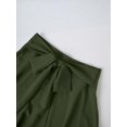 thumbnail image 5 of Army Green Womens A-Line Midi Skirt With Front Bow Tie Waist, Casual And Dressy, 5 of 8