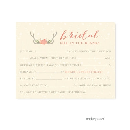 Fill-In-The-Blank Advice Woodland Deer Wedding Bridal Shower Game Cards  20-Pack price history on PriceWatchPro