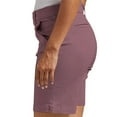 thumbnail image 5 of Cagogo Women's Mid Rise Bermuda Shorts with Pockets Casual Solid Regular Fit Travel Beach Lounge Trousers Summer Walking Elastic Waist Comfy Pants, Purple M, 5 of 8