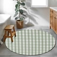 thumbnail image 3 of Round Area Rug 3ft, Sage Green Buffalo Plaid Non-slip Area Rugs for Living Room/Bedroom/Bathroom/Kitchen, Farmhouse Green White Checkered Washable Throw Floor Mat Indoor Outdoor Entrance Doormat, 3 of 9