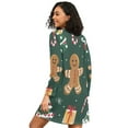 thumbnail image 2 of FORMRS Womens Long Sleeve Nightgowns Crew Neck Sleep Shirt Soft Pajamas Sizes S-3XL, Green Christmas Gingerbread, 2 of 8